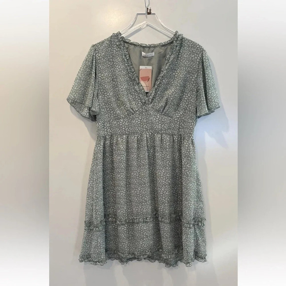 NWT Kirundo Green Chiffon Dress Womens Size XL‎ (178) - Picture 3 of 7